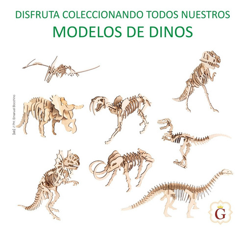 Imagen 5 de 6 de Dinosaurio P/armar 3d En Fibro Fácil Dilophosaurus