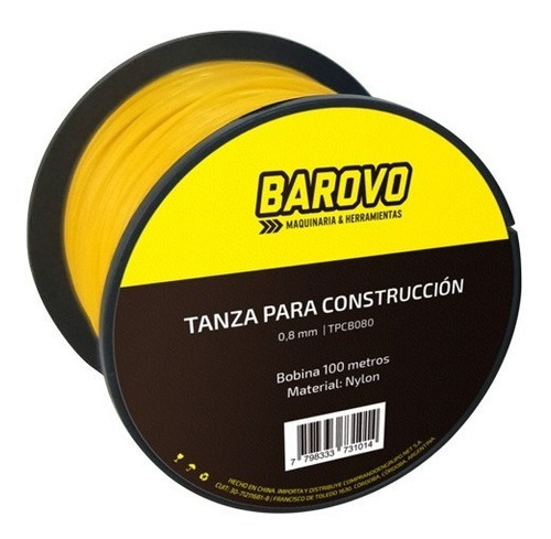 Tanza Construccion Albañil 0,8mm 100mt Nylon Amarillo