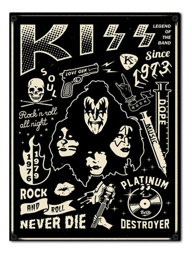 #975 - Cuadro Vintage - Kiss Rock Música Poster No Chapa