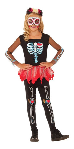 Disfraz De Catrina Niña Con Accesorios