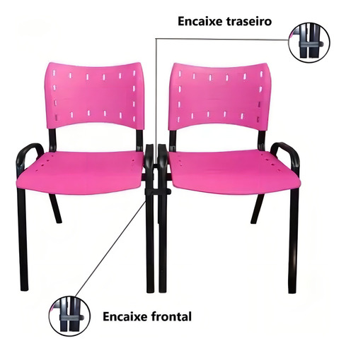 Kit Com 4 União De Cadeiras Iso Tubo Oblongo 16x30 Cor Preto