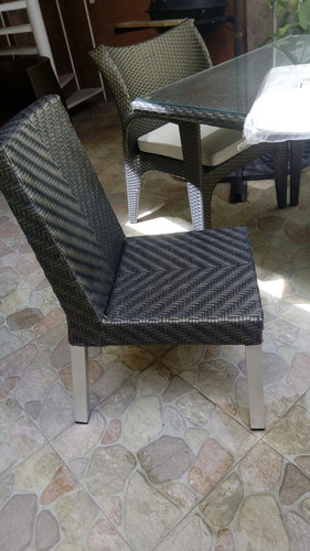 Comedor 6 Puestos Rattan Sintético Terraza Exteriores Jardín