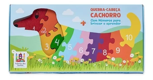 Quebra-Cabeça Educativo em Madeira Cachorro com Números