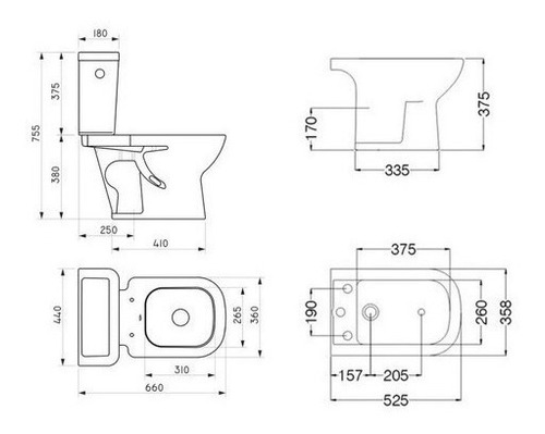 Imagen 7 de 10 de Combo Bari Ferrum Bidet Inodoro Deposito Mochila Largo
