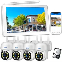 Comprar 2NLF kit de 4 camaras vigilancia circuito cerrado Wifi NVR con pantalla con resolución de 2MP visión nocturna incluida blanca D574W