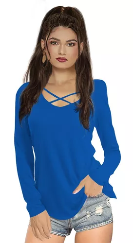 Recomendación Emociónate insondable Blusa Azul Marino Mujer | MercadoLibre 📦
