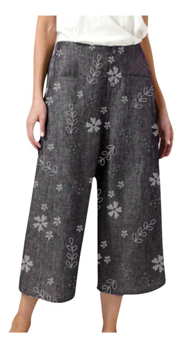 Pantalones M Para Mujer, Casual, Estampado Floral, Cintura A