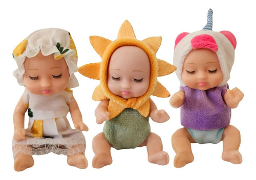 Mini Bonecas Bebê Reborn Com Pijama Kit 3 Unidades | Fofas