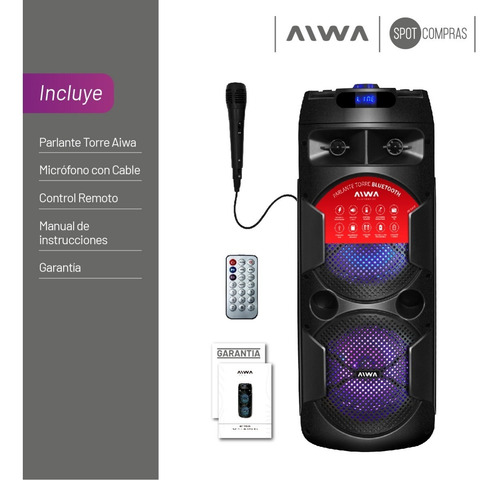 Imagen 5 de 5 de Parlante Portatil Bluetooth Aiwa Con Microfono Aw-t451d