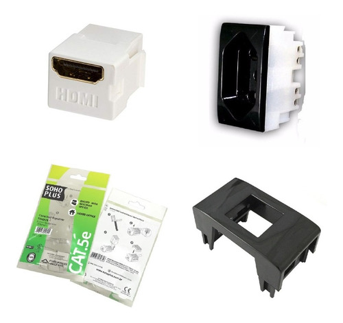 Imagem 4 de 7 de Caixa Tomada Em Abs Embutir Mesa Reunião Tomada, Hdmi, Rede