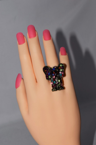 Indiastyle  Anillo Elefante Con Aplique De Strass