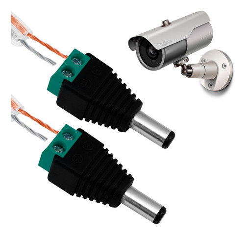 2pz Conector Dc Macho 2.1mm X 5.5mm 12ow, 10a Power Jack Adaptador Cctv Color Negro Diler