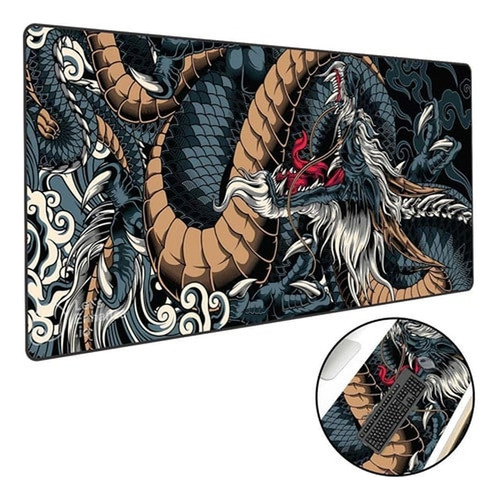 Mouse Pad Gamer Grande 75x35 Dragão Azul