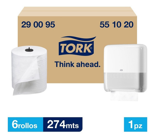 Tork Dispensador + Toalla En Rollo Adv Hs 6 Rollos / 274 Mts