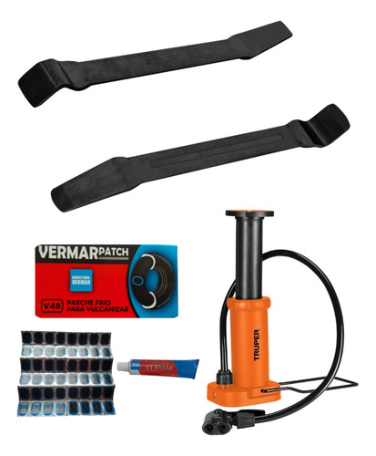 Kit De 48 Parches Cámara De Moto + Espátulas + Bomba De Aire
