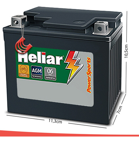 Imagem 3 de 5 de Heliar Bateria Htz6 5ah Fazer 150 Cg Titan Xre300 Bros