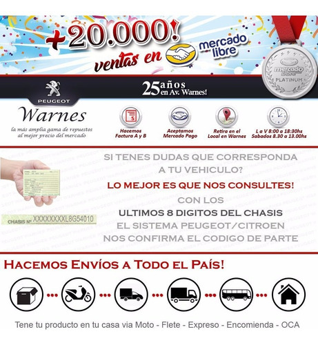 Kit De 4 Filtros Originales Peugeot 206 1.4 Nafta 2005-2009
