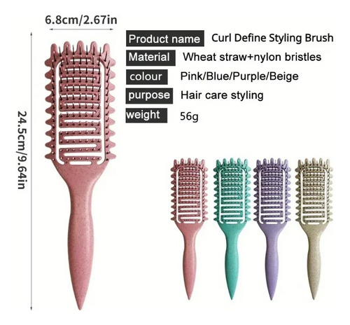 Curl Define Styling Brush Hollow Out Detangling Hair Brush