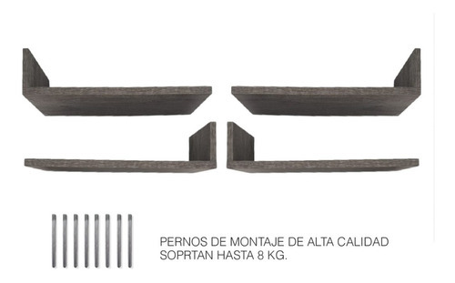 Imagen 4 de 8 de Set De 4 Repisas Flotantes Estilo Librero 45 X 15 Cm Color Lombardia