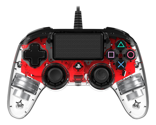 Controle Transparente Para Ps4 Pro Nacon Wired Illuminated Cor Vermelho