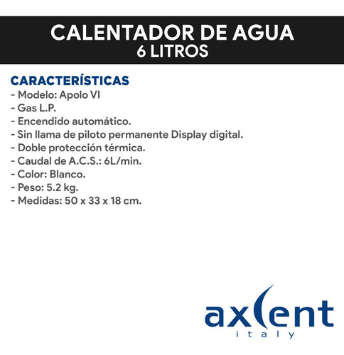 Calentador De Agua Instantaneo Gas 6lt Boiler 1.5 Servicios