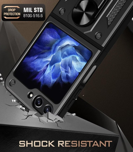 Funda Uso Rudo Anticaída Golpes Carcasa Para Galaxy Z Flip 6 Negro Samsung Galaxy Z Flip 6
