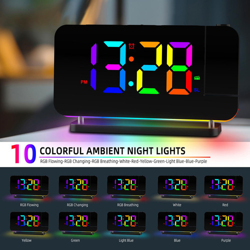 Reloj Despertador Digital Led, Reloj De Proyección,