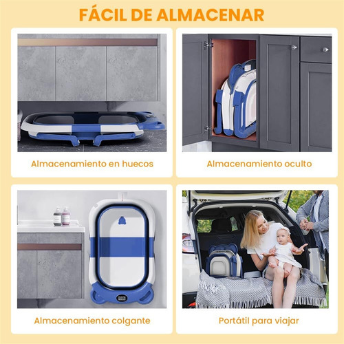 Bañera Plegable Para Bebe, Tina De Baño Para Bebe Con Cojín