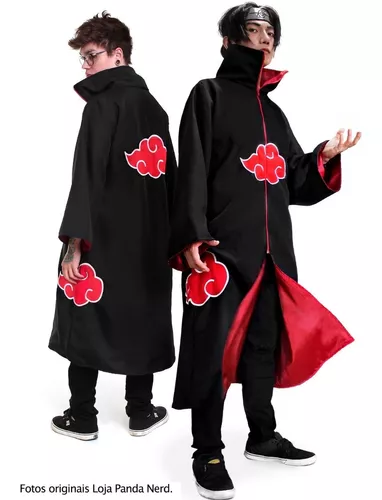 Capa Manto Akatsuki Naruto Cosplay Itachi + Bandana + Anel Tamanho