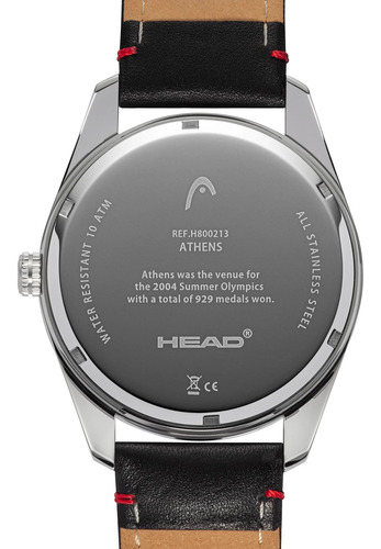 Relógio Head Athens Watch Tennis Player - Seiko Vx43e11c Preto Prateado Vermelho