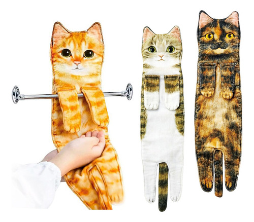 3pcs Multipurpose Cat Funny Hand Towels Drying Hands