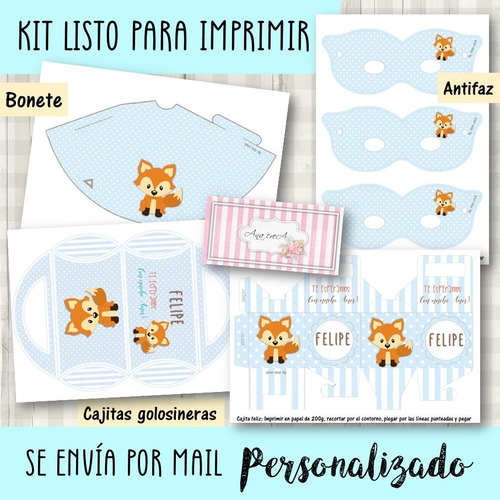 Kit Personalizado Imprimible Zorrito #8 Baby Shower Cumple