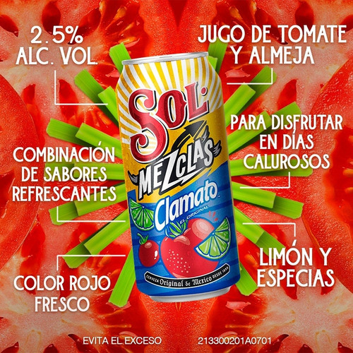 Cerveza Preparada Sol Clamato 24 Pack Lata 473 Ml