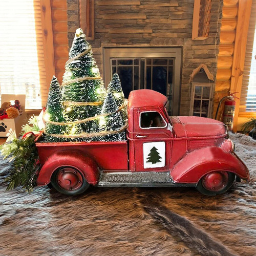 Decoración De Camión Rojo, Decoración Vintage Para Árbol De