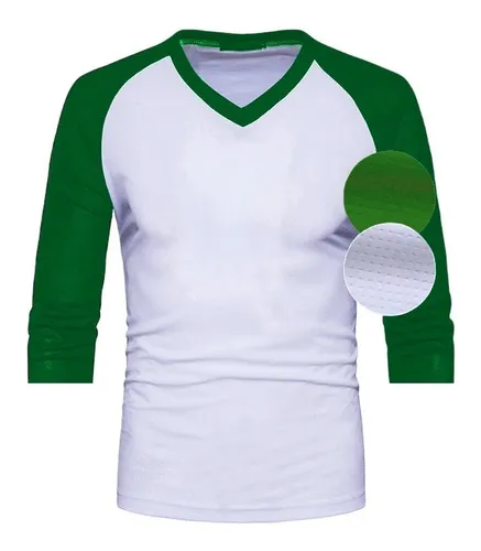 Playera Deportiva Cuello V Manga 3/4 Bicolor