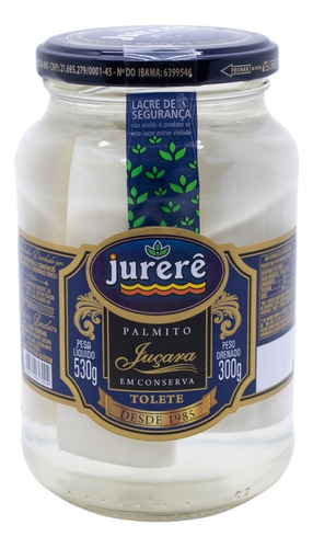 Palmito juçara em conserva tolete Jurerê vidro 300g