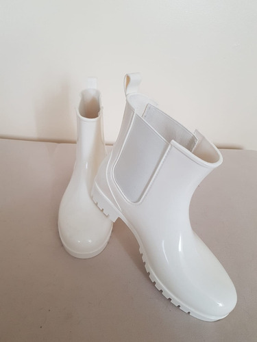 Botines Blancos De Caucho Impermeables Para Mujer