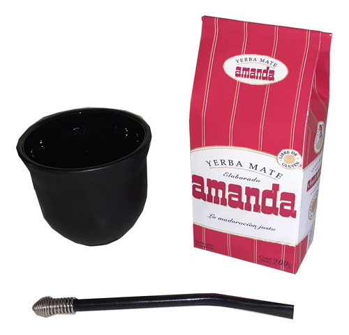 Mate De Vidrio Verde Tipo Opalina + Yerba Mate + Bombilla