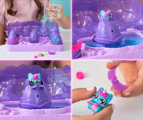 Pack x5 minifiguras de acción en huevos de revelación Hatchimals