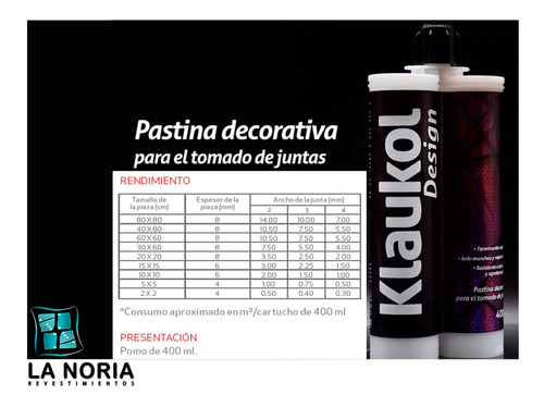Pastina Design Bicomponente 400ml (1 Pomo) Klaukol