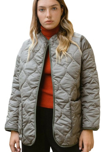 Campera Liviana Puffer - Gris Cemento - Moda Mujer- Oferta