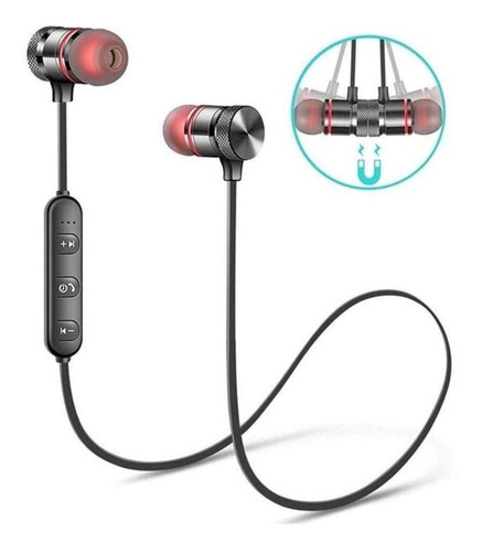 Imagem 2 de 5 de Fone De Ouvido Sem Fio Bluetooth Magnetico Com Microfone