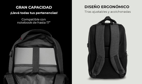 Imagen 3 de 6 de Mochila Portanotebook Unicross 18.5 Ejecutiva Reforzada