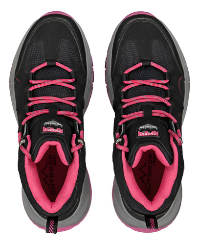 Tenis Bota Dama Outdoor Hiking Senderismo Charly 1050580 Negro / Rosa