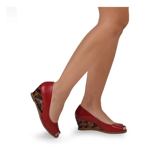 Zapatos De Mujer De Cuero Chino Marlin Rojo -