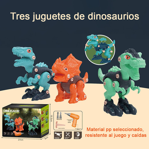3 Modelos Juguete De Dinosaurio Niño Diy Montaje Herramienta