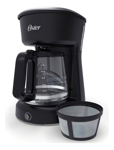 Cafetera Oster® De 12 Tazas Negra, Jarra De Vidrio Y Con Fil Color Negro