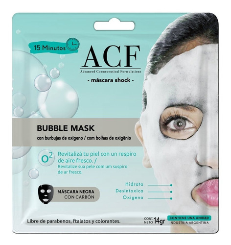 Mascara Facial Bubble Mask Revitalizadora Acf Detox