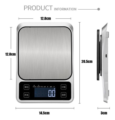 Báscula Digital De Cocina Acero Inoxidable 11 Lbs 0.1 Gourme Color 0 Mg