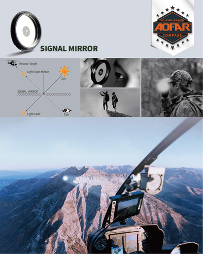 Brújula Militar Aofar Af-4090 Con Espejo Y Silbato Negro